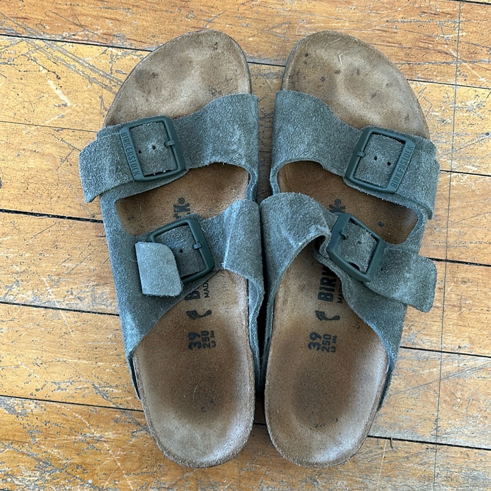 Olive Green Suede Birkenstock Sandals
